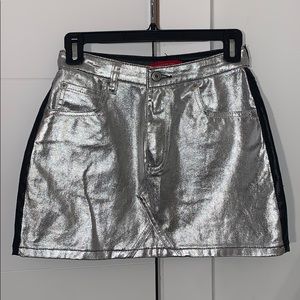 Silver black mini skirt